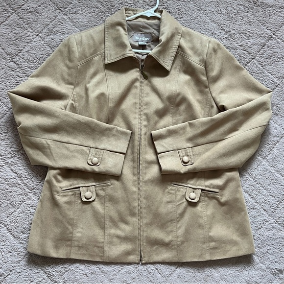 Vintage TanJay Suede Blazer Jacket Women’s Size 14 - Picture 1 of 7